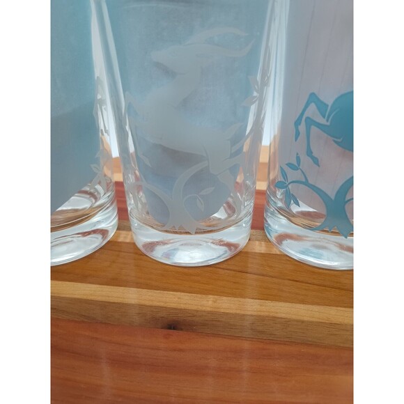 Vtg MCM Federal Glass White Blue Gazelle Highball Glasses Barware Set of 4 - Picture 2 of 4
